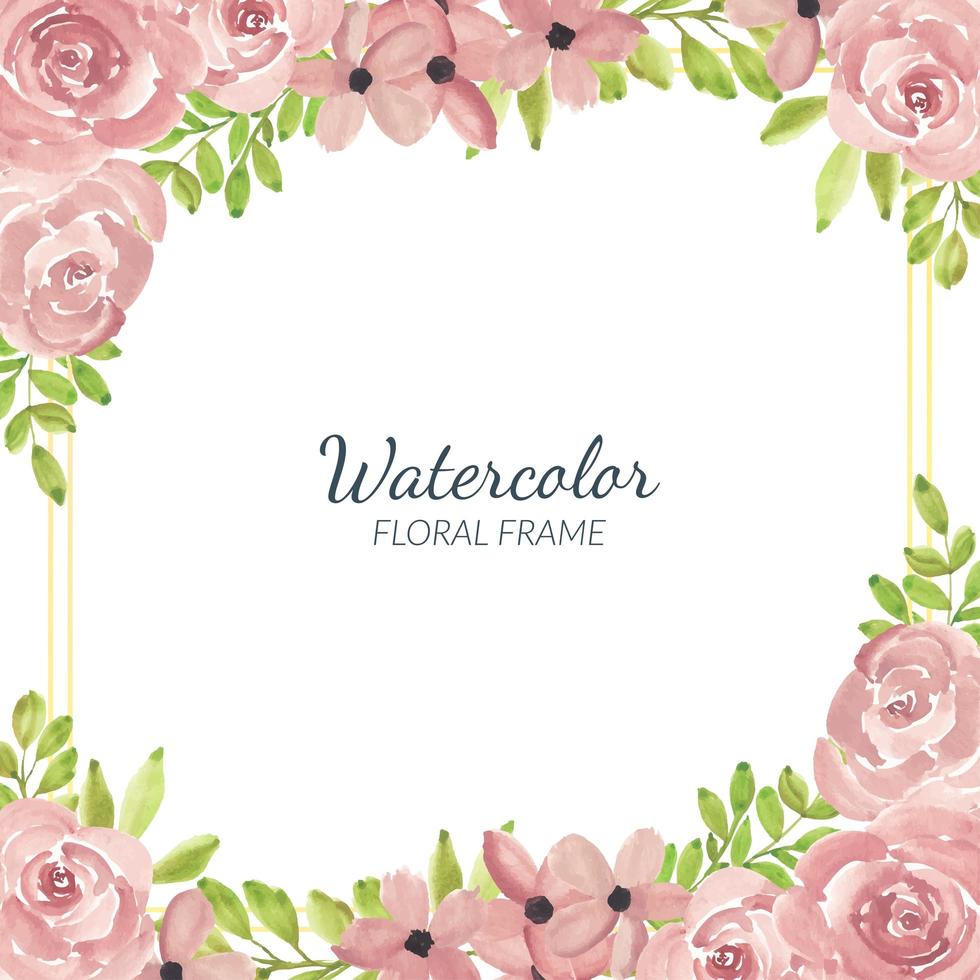 pintado a mano acuarela rosa rosa frontera floral vector