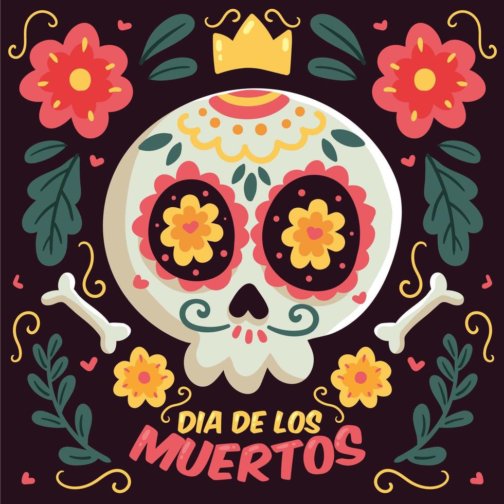 colorida ilustración de dia de los muerstos vector