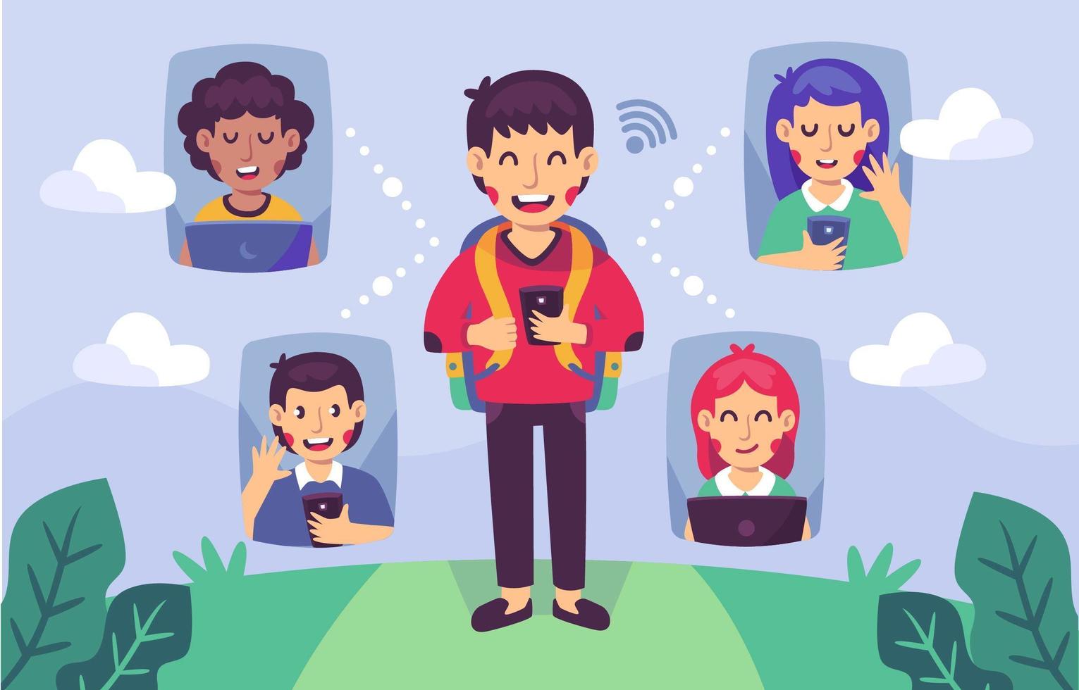 Connected Anywhere With Family And Friends  vector