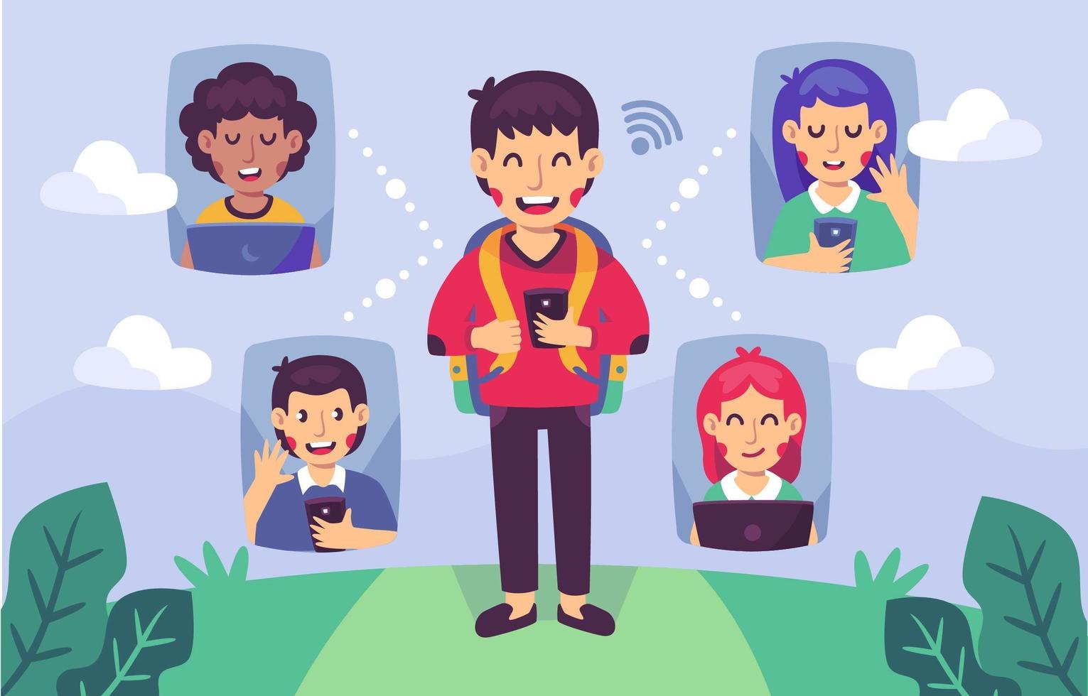 Connected Anywhere With Family And Friends  vector