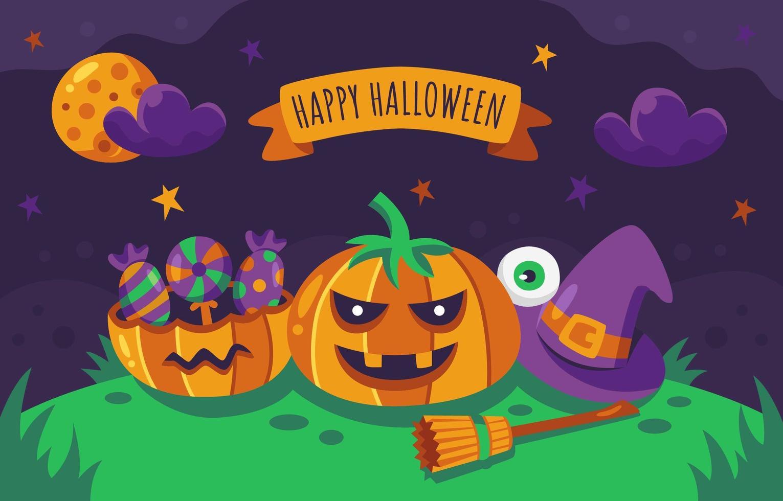 Happy Halloween Night Pumpkins vector
