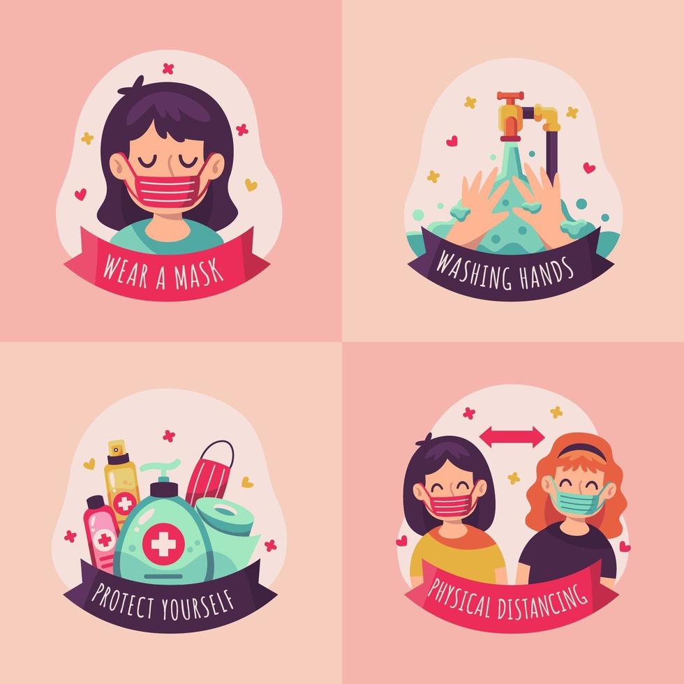 New Normal Habit Cute Stickers vector