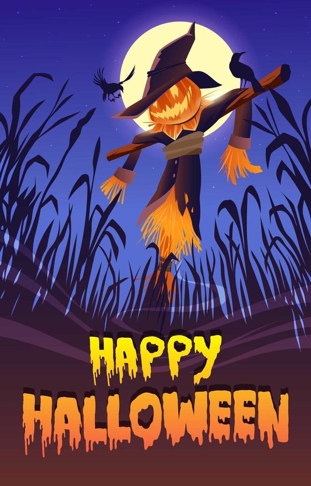 Scarecrow in Halloween Night vector