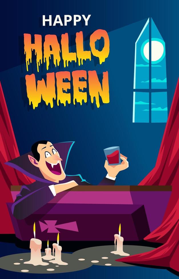 Halloween Horror Scene Card vector