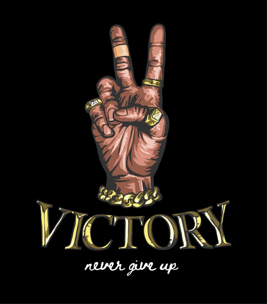 Victory Slogan With V Hand Fashion Design vector