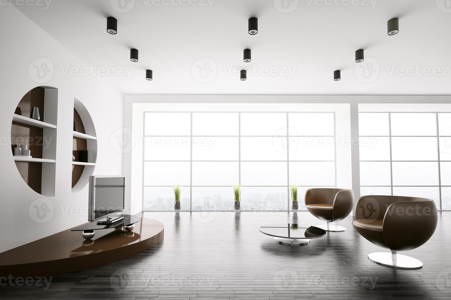 Modern interior of living room 3d photo