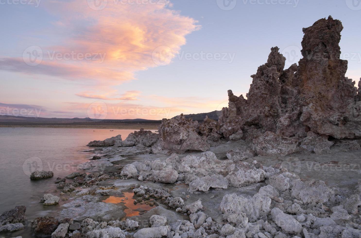 Rock Salt Tufa Formations Sunset Mono Lake California Nature Out