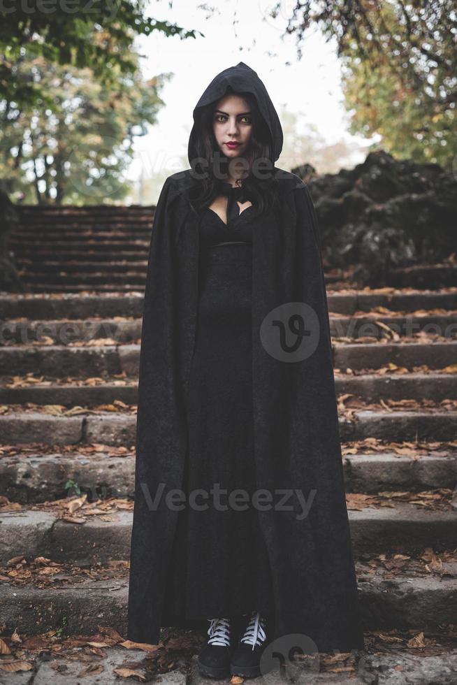 beautiful dark vampire woman with black mantle and hood 1324035 Stock ...