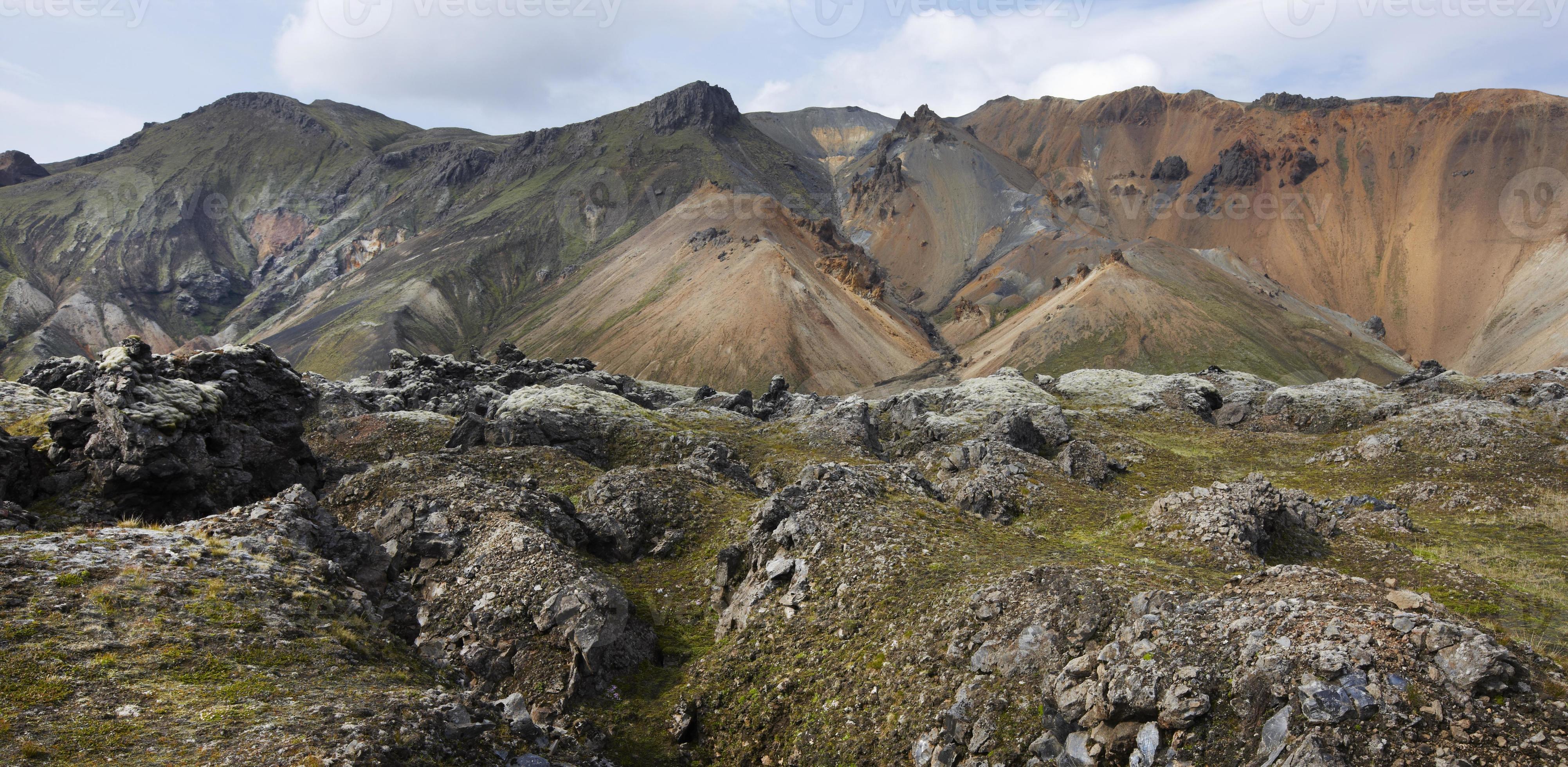 Iceland. South area. Fjallabak. Volcanic landscape with rhyolite formations. 1328762 Stock Photo 