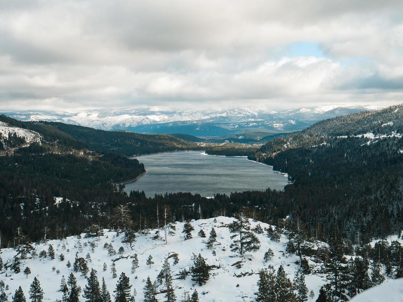 Snow on Donner Lake photo