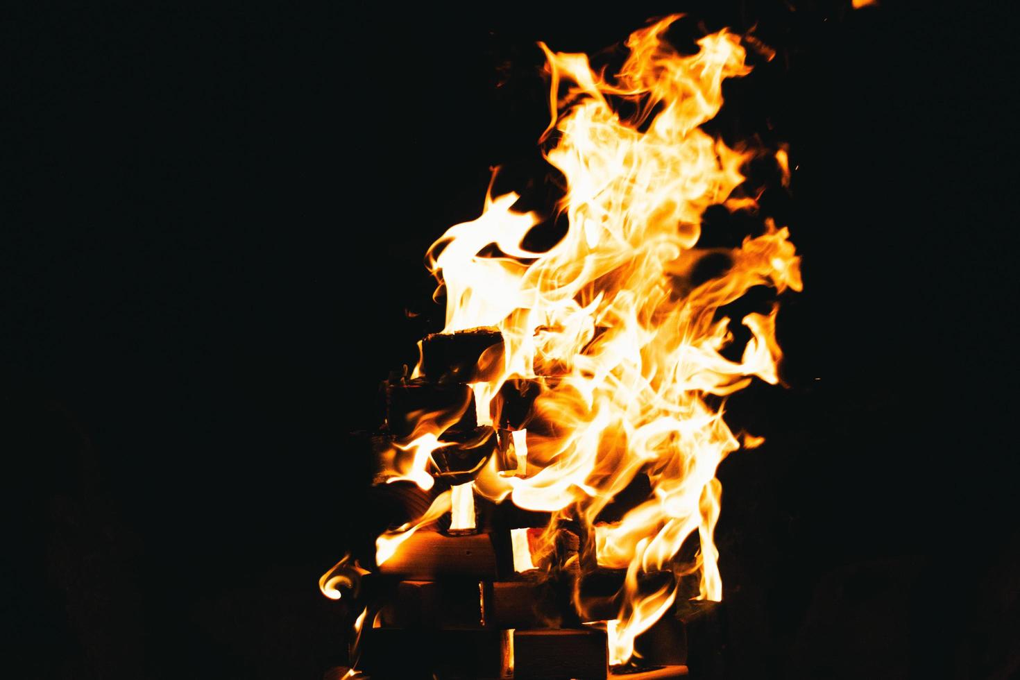 Fire burning at night photo