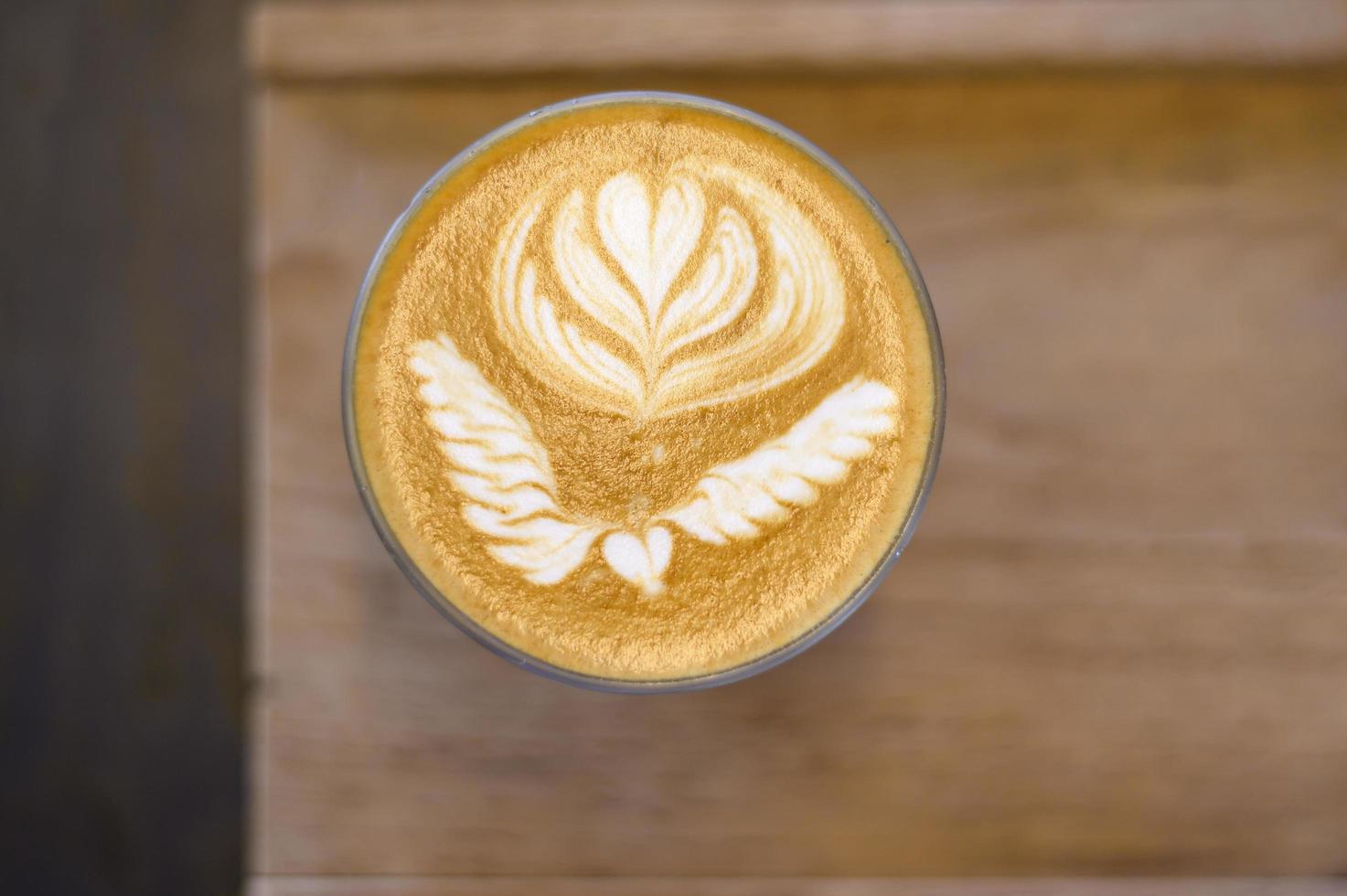 Top view of cup of hot latte  photo