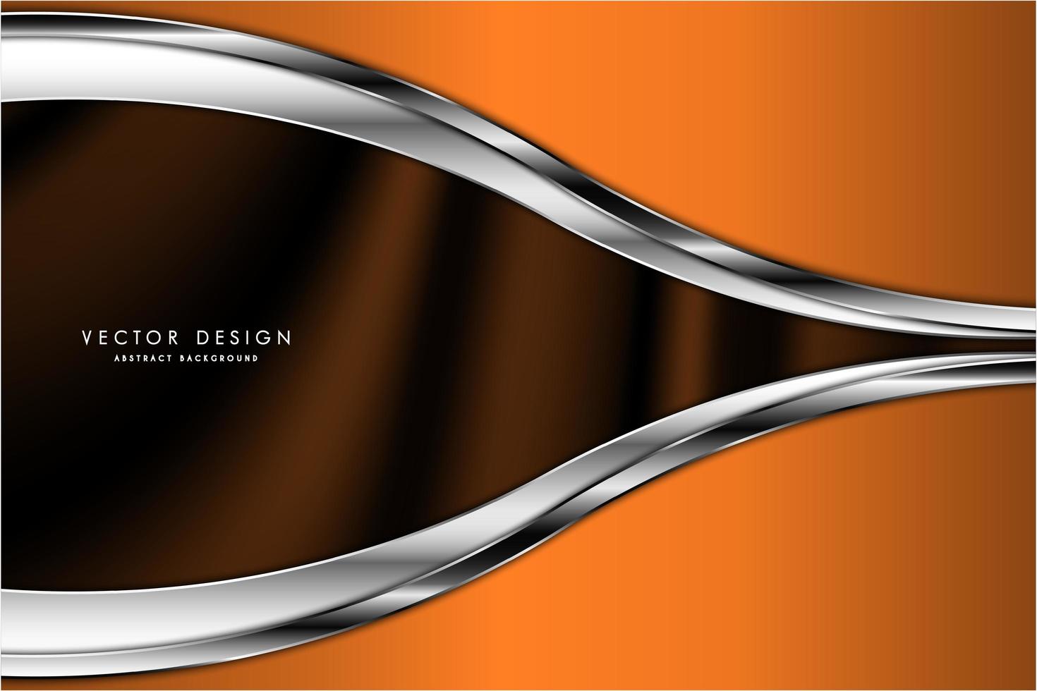 Metallic orange and silver curved design vector