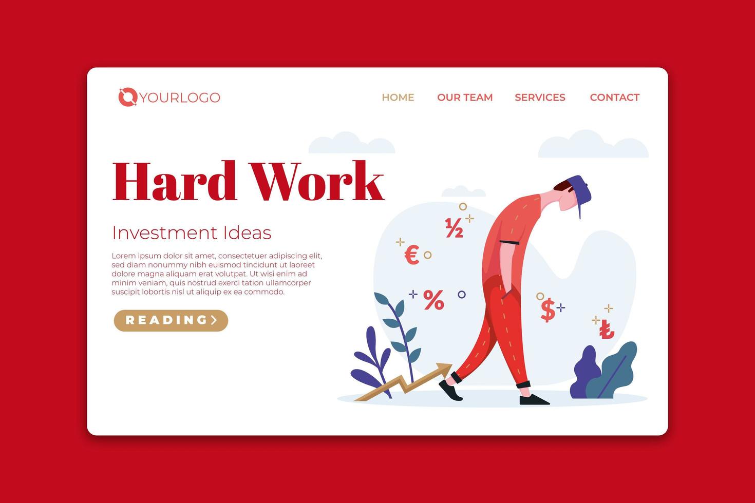 Hard Work Landing Page vector