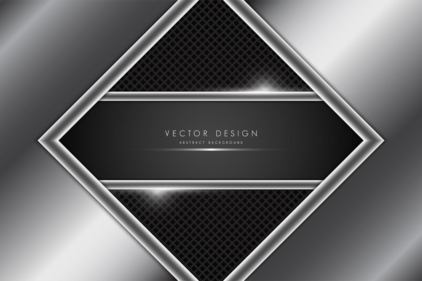 Metallic gray and silver diamond frame vector