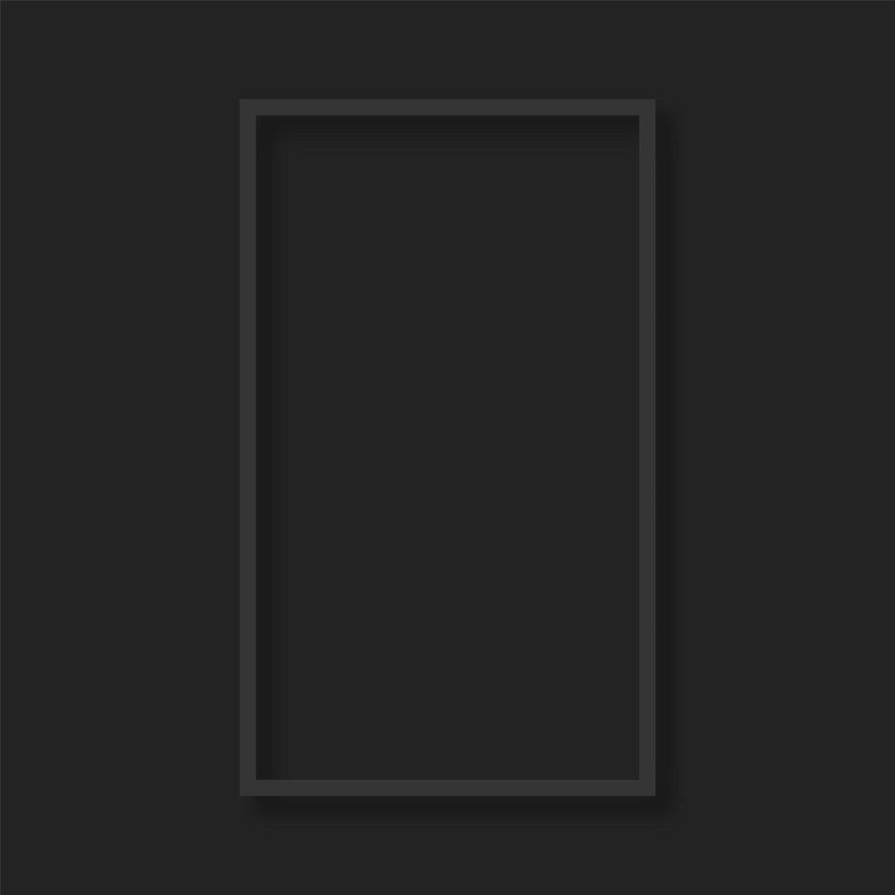 Black rectangle blank mock-up frame on black vector