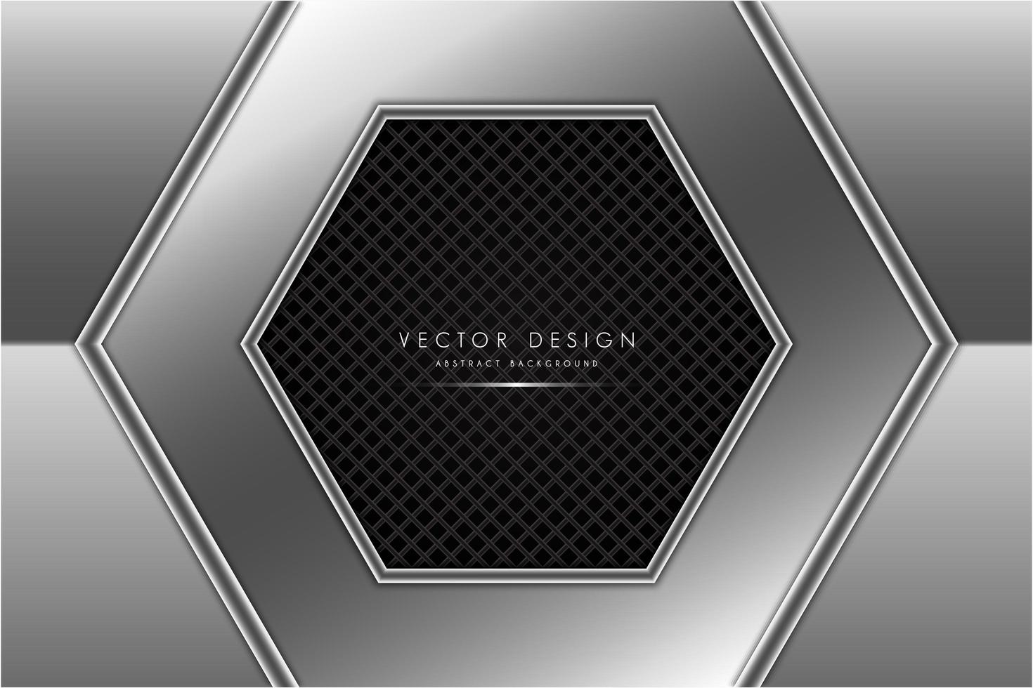 Metallic grey hexagon shape with carbon fiber texture vector