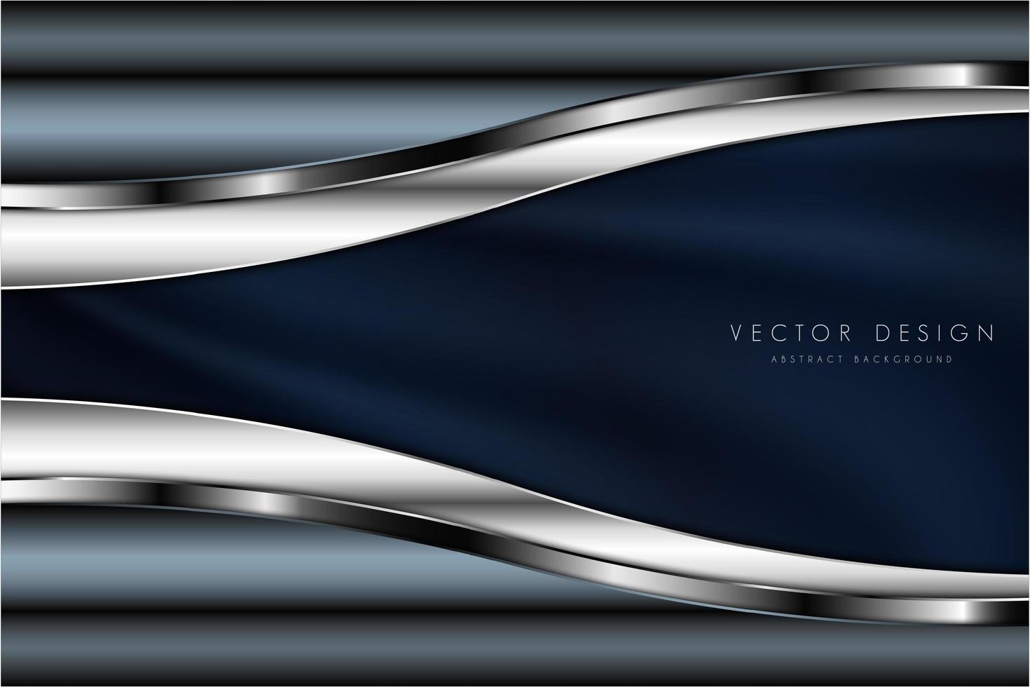 Metallic blue and silver curved frame design vector