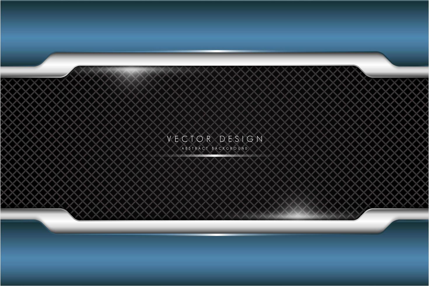 Blue and silve rmetallic frame over diamond pattern vector