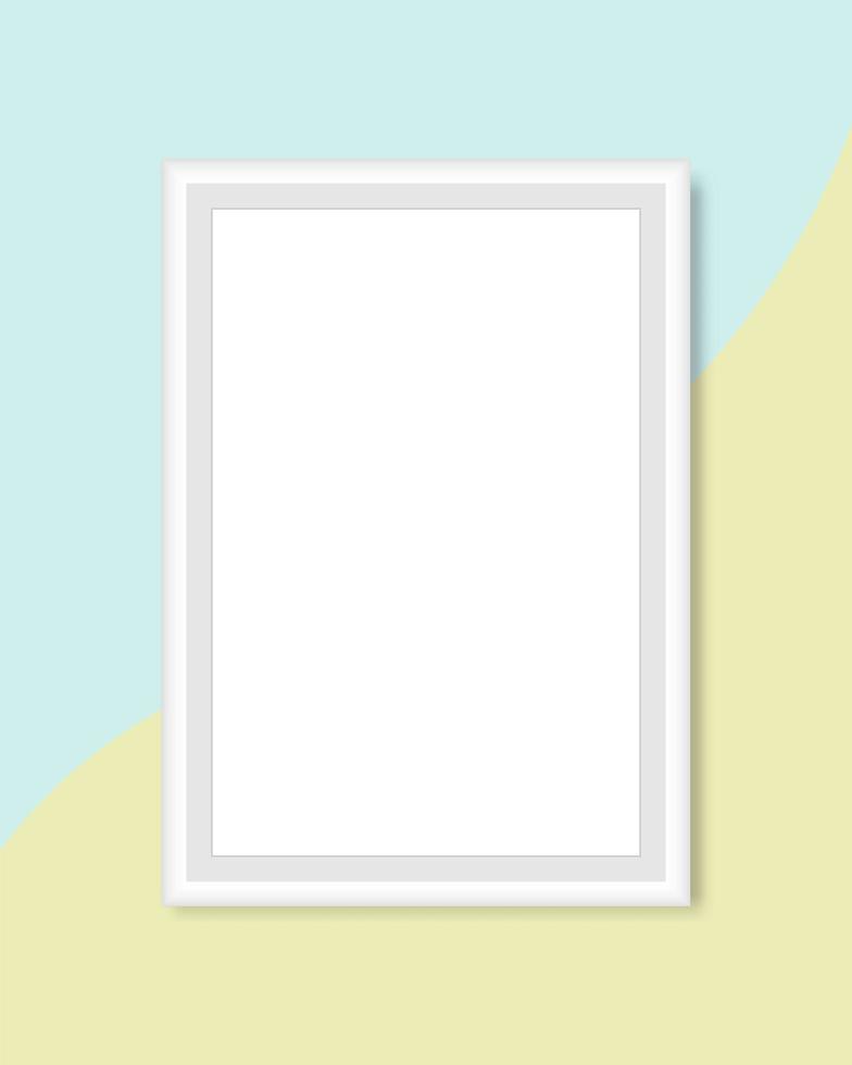 Blank white frame on pastel green and yellow vector