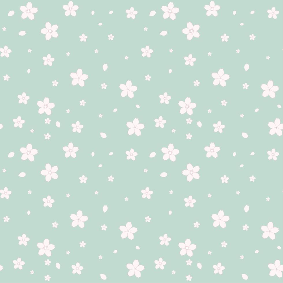 seamless, sakura, rosa, flor, patternon, verde vector