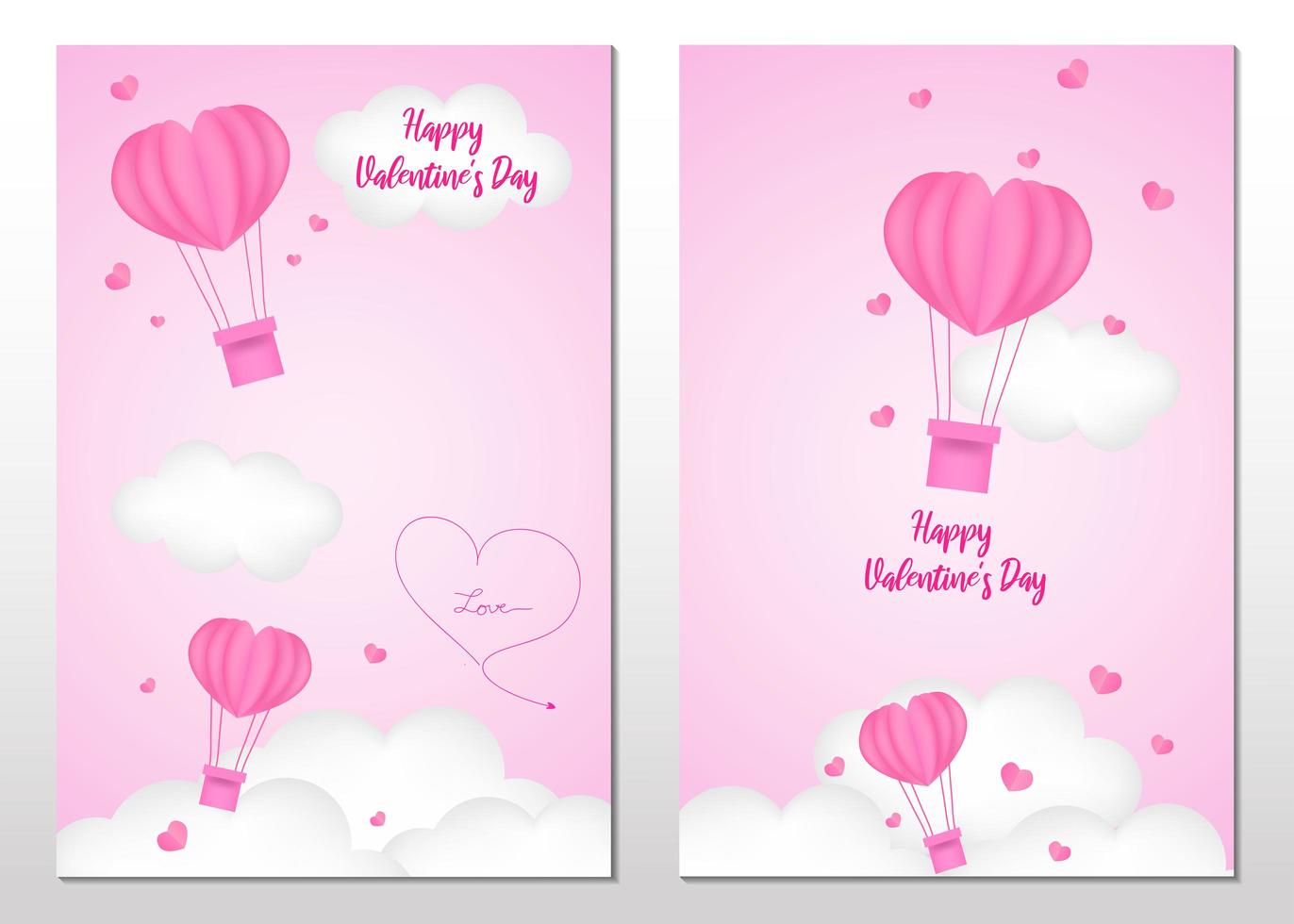 Happy Valentine's Day paper art card set vector