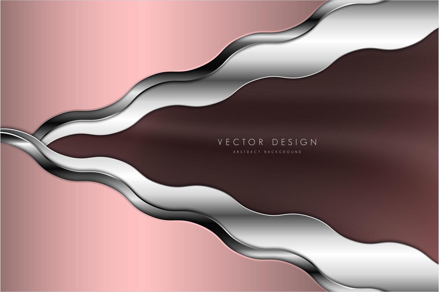 Luxury pink and silver wavy metallic layers design vector