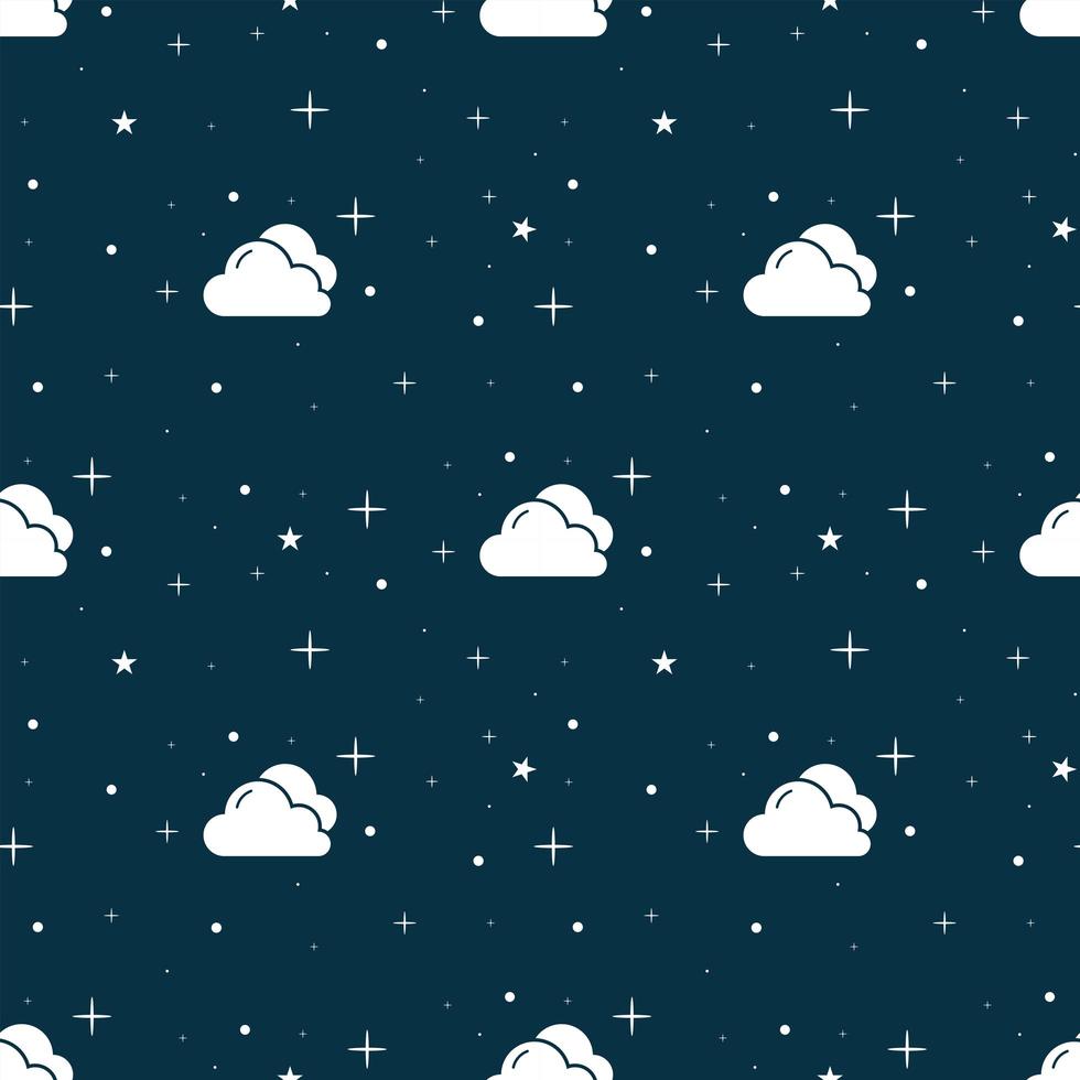 Seamless blue night sky pattern vector