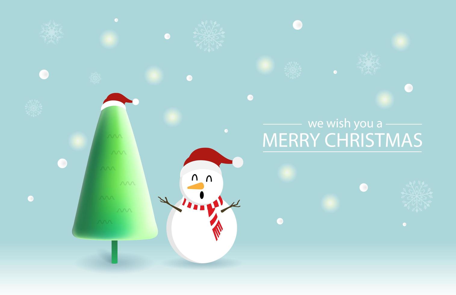 Christmas design with cute Snowman and Christmas tree vector