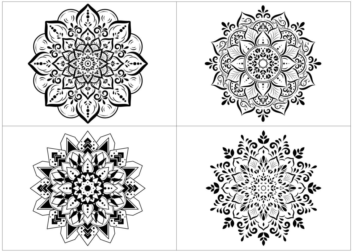 Set of round mandalas isolated on white vector