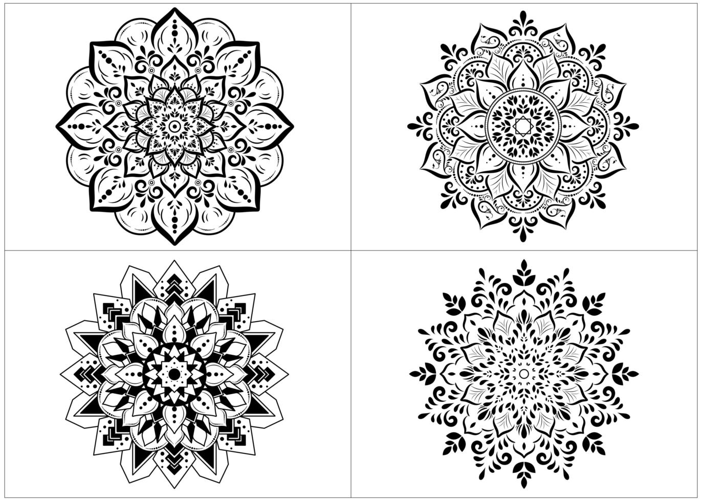 conjunto de mandalas redondos aislado en blanco vector