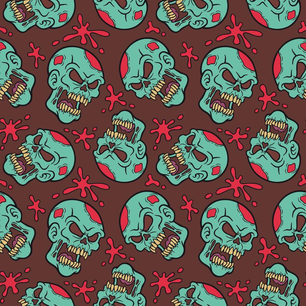 Zombie sull and blood splat pattern vector