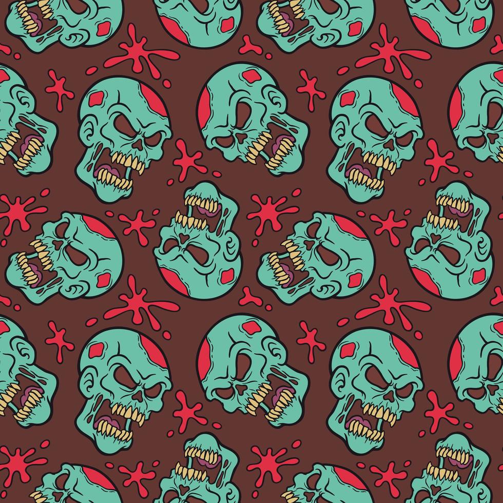 Zombie sull and blood splat pattern vector