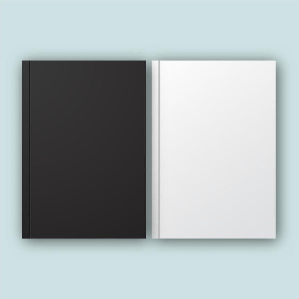 Set of books with black and white blank covers vector