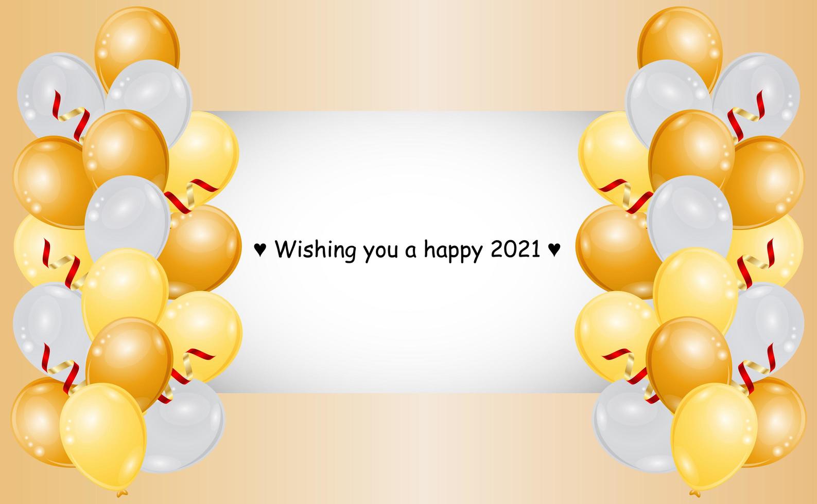 Gold and white balloon banner for New Years vector