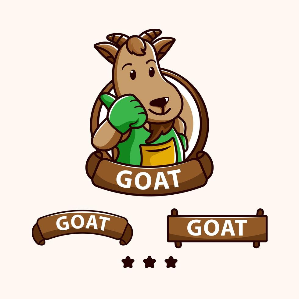 Goat mascot with different banners and stars vector