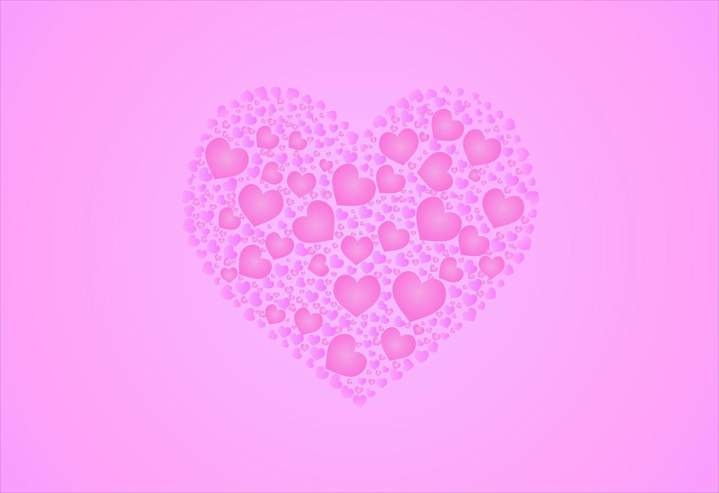 Big heart makde of mini hearts in pink vector