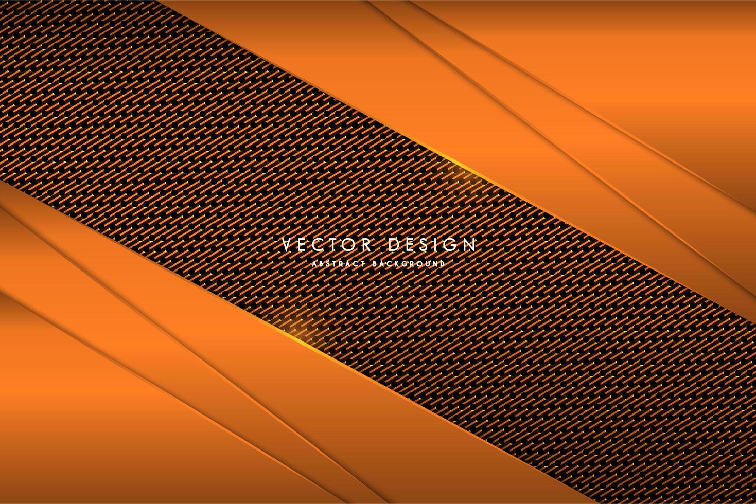 Metallic orange layered corners over carbon fiber texture vector