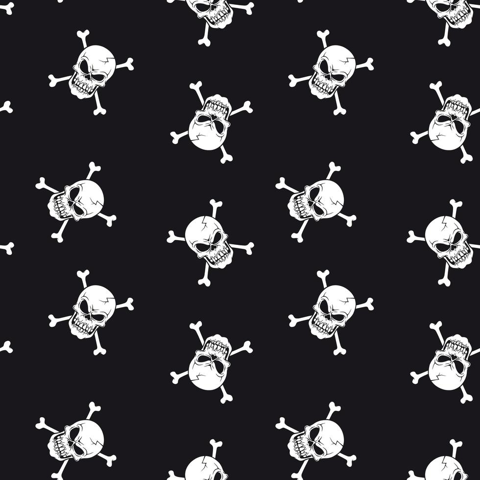 Skull and crossbones black and white seamless pattern vector