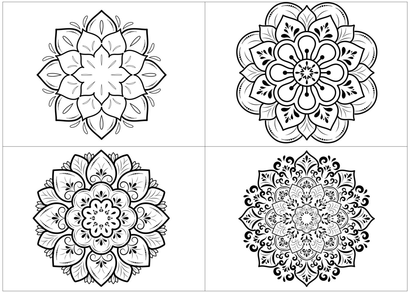 conjunto de mandalas circulares aislado en blanco vector