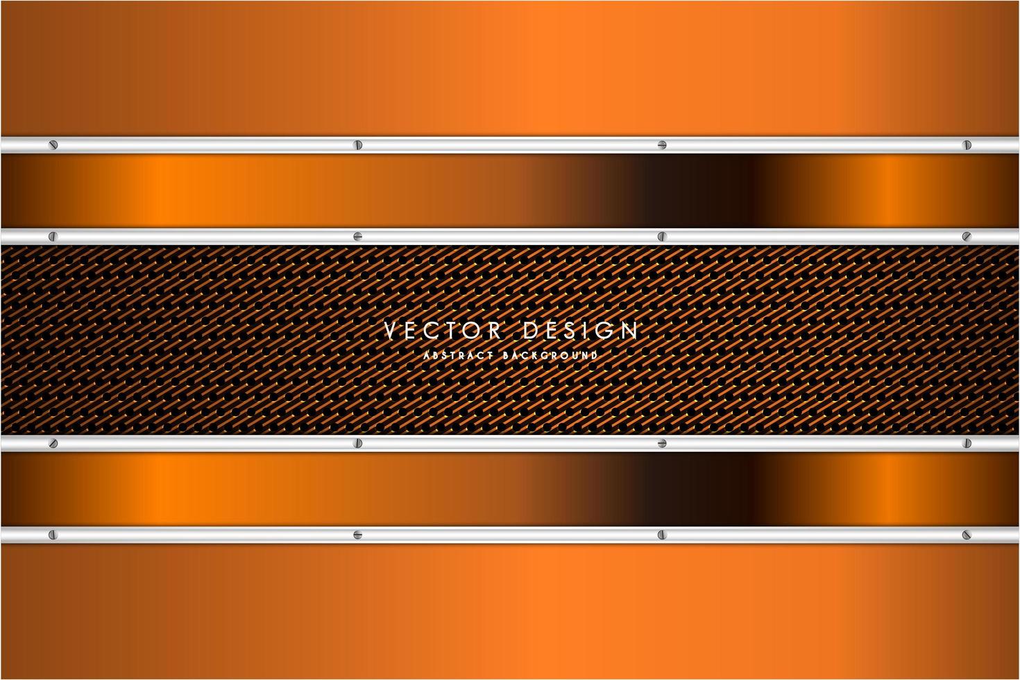 Orange metallic panels and carbon fiber texture design vector