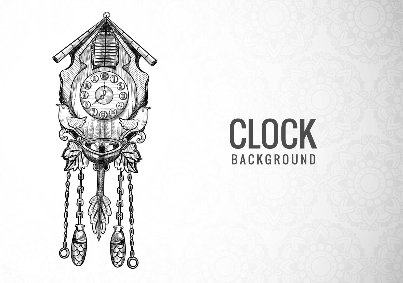 Hand draw decorative clock sketch design vector