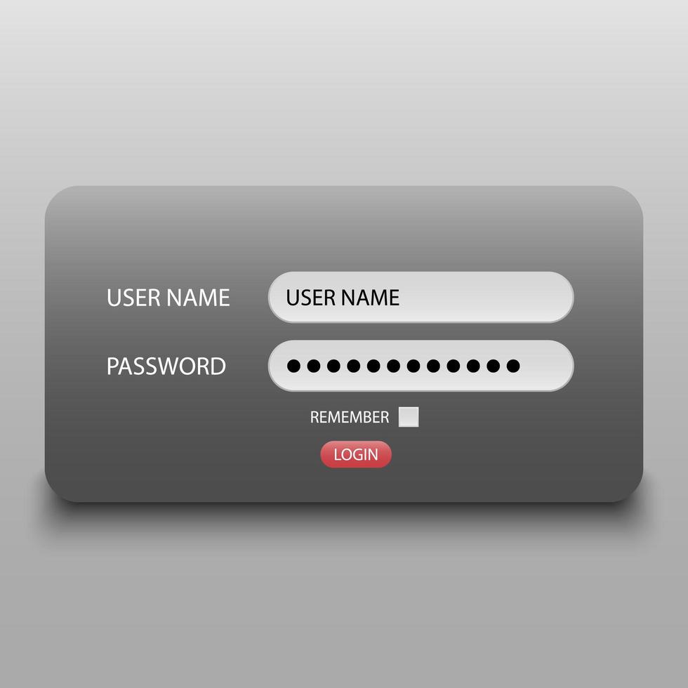 Login username and password interface vector