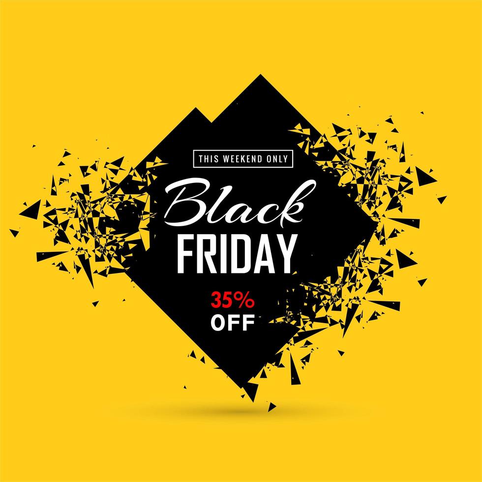 Black friday sale banner with exploding diamond vector