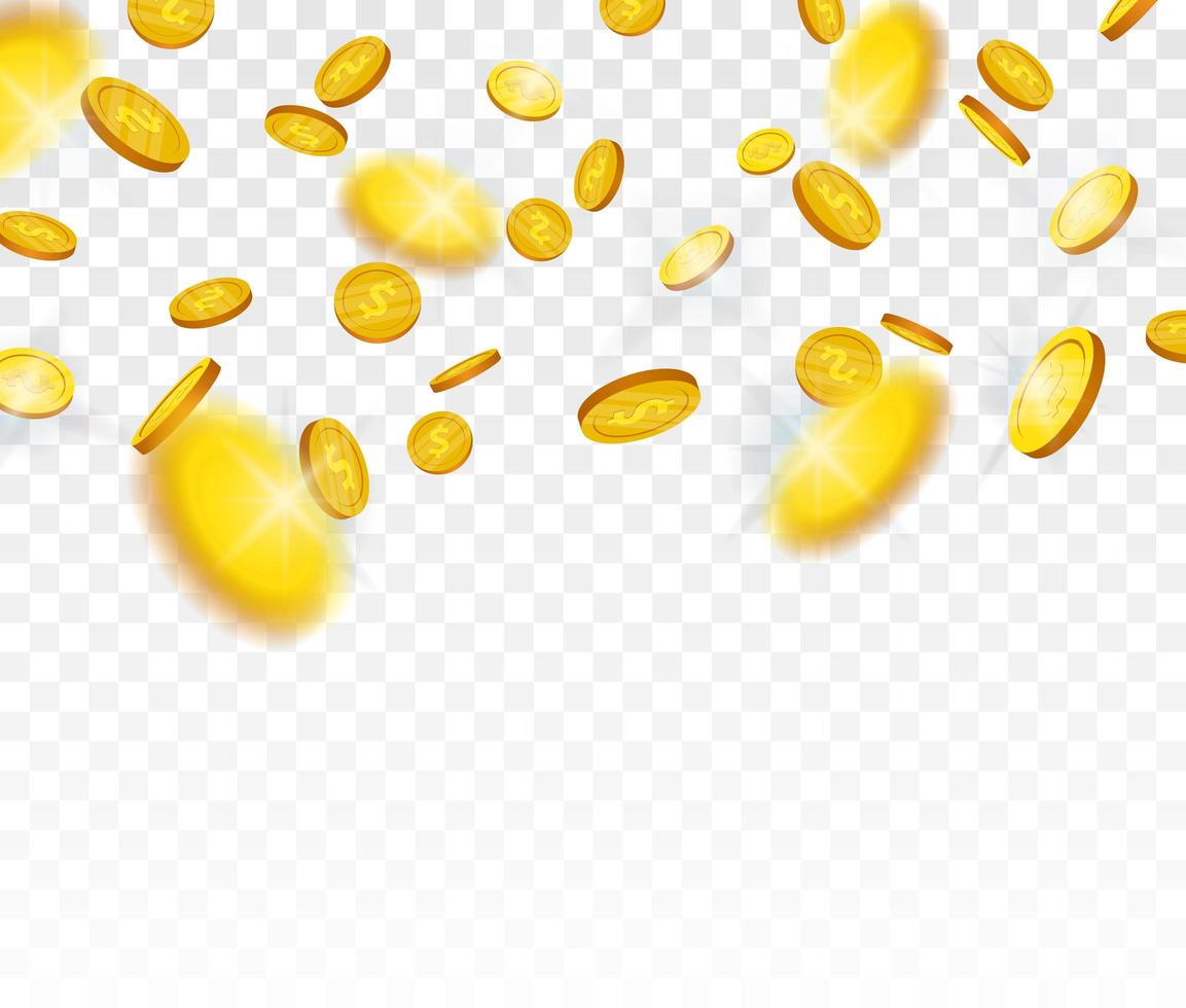 Gold coins falling from the top vector