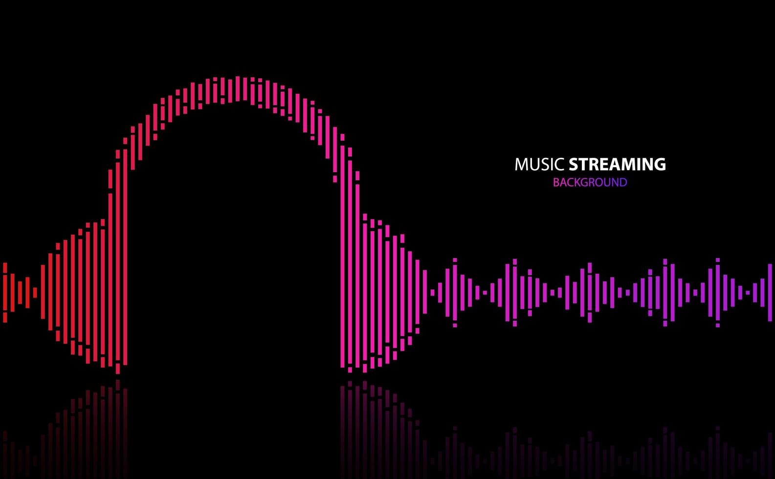 Music streaming waveform headphones design vector