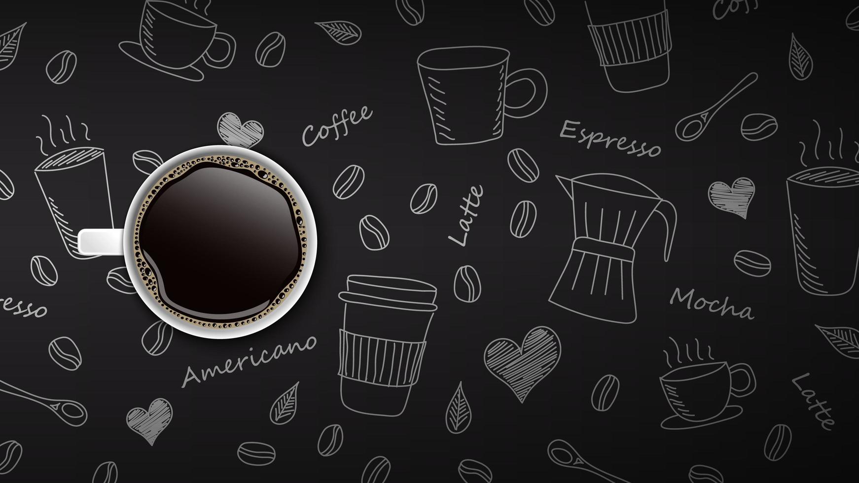 Coffee cup on hand drawn doodle background vector