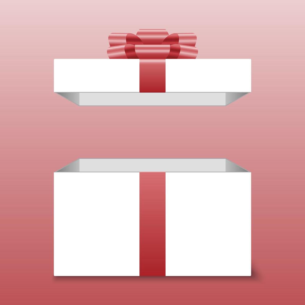 caja de regalo abierta con lazo rojo vector