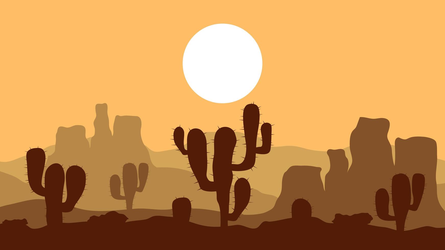 paisaje del atardecer del desierto vector