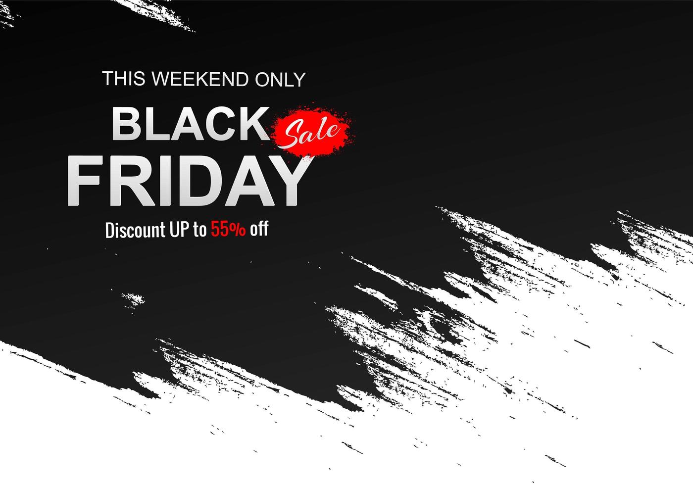 Black and white black friday brush stroke design vector